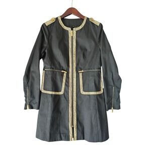IMAN Black Gold Trimmed Zipper Front Jacket Womens Size S